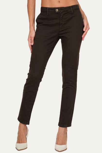 Pantalone CHINO in cotone gabardina - Moro