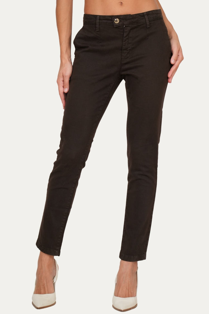 Pantalone CHINO in cotone gabardina - Moro