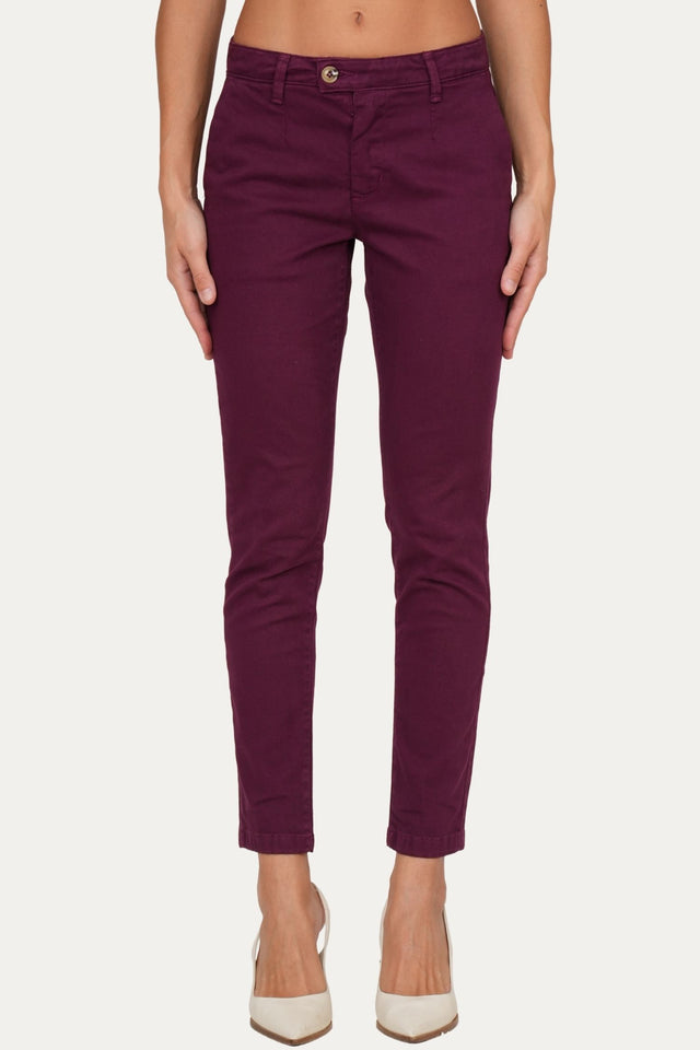 Pantalone CHINO in cotone gabardina - Vino