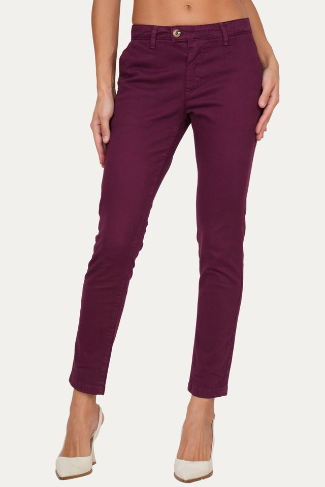 Pantalone CHINO in cotone gabardina - Vino