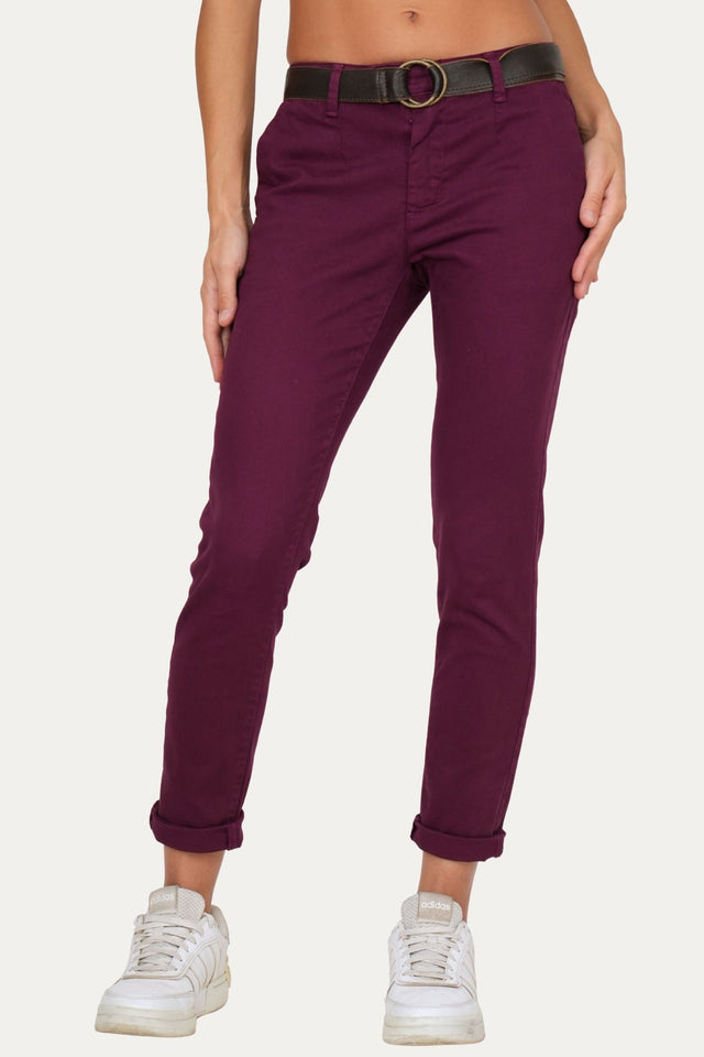 Pantalone CHINO in cotone gabardina - Vino