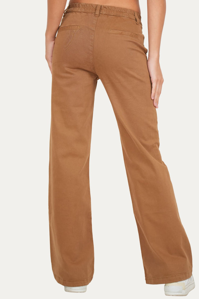 Pantalone palazzo LIA cotone gabardina - Cammello