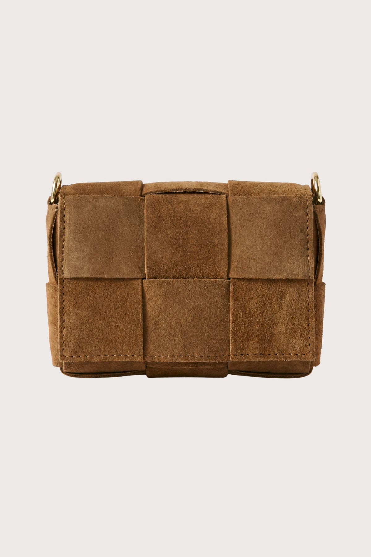 Pochette intrecciata in camoscio - Tabacco