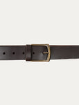 Cintura in pelle regolabile con fibbia ottone vecchio - Moro