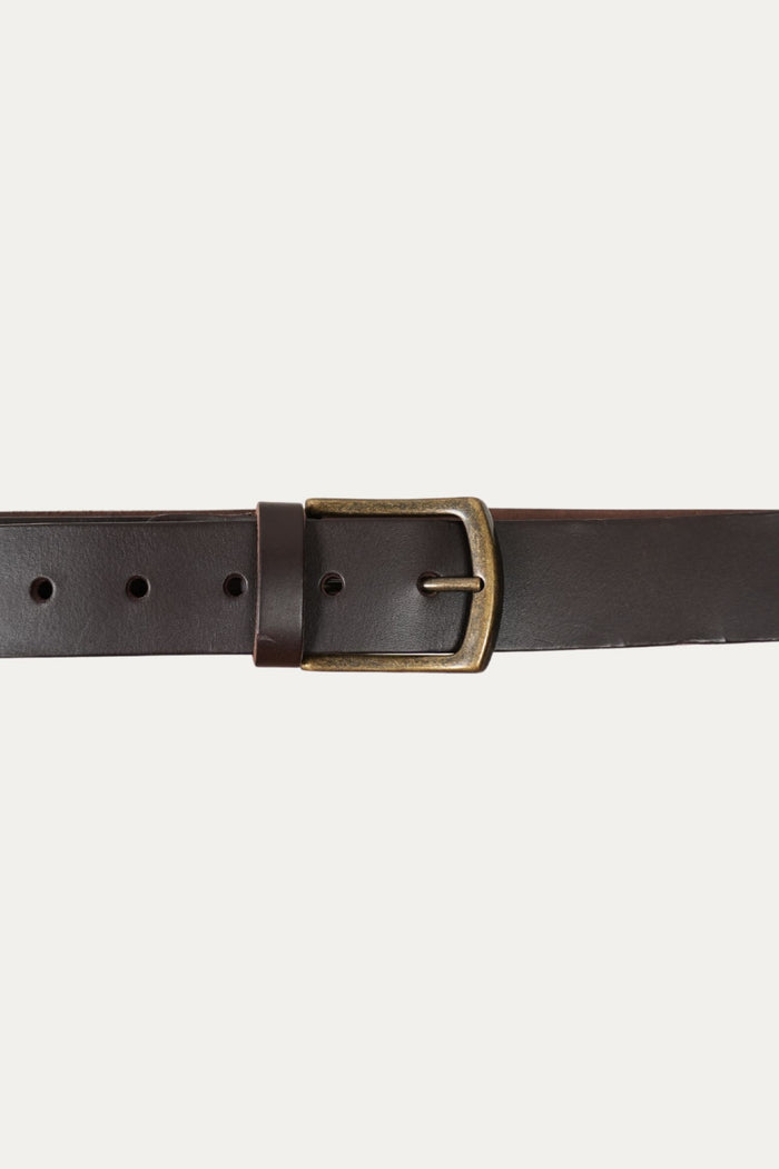 Cintura in pelle regolabile con fibbia ottone vecchio - Moro