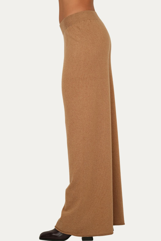 Pantalone palazzo misto cashmere - Biscotto
