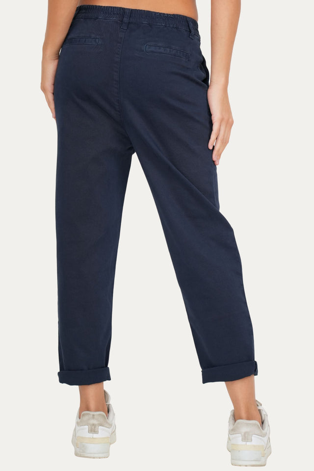 Pantalone boyfriend SALLY cotone gabardina - Blu