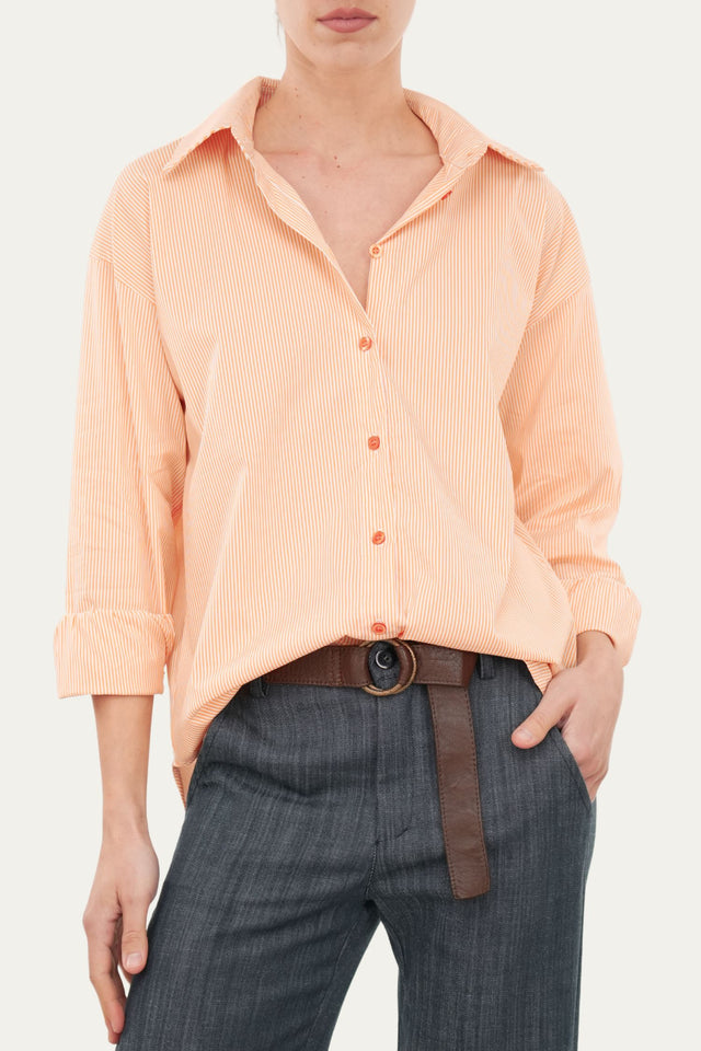 Camicia righe regular fit - Peach