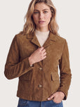 Giacca in camoscio crop - Cammello
