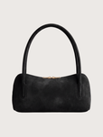 Borsa baguette in camoscio doppio manico - Nero