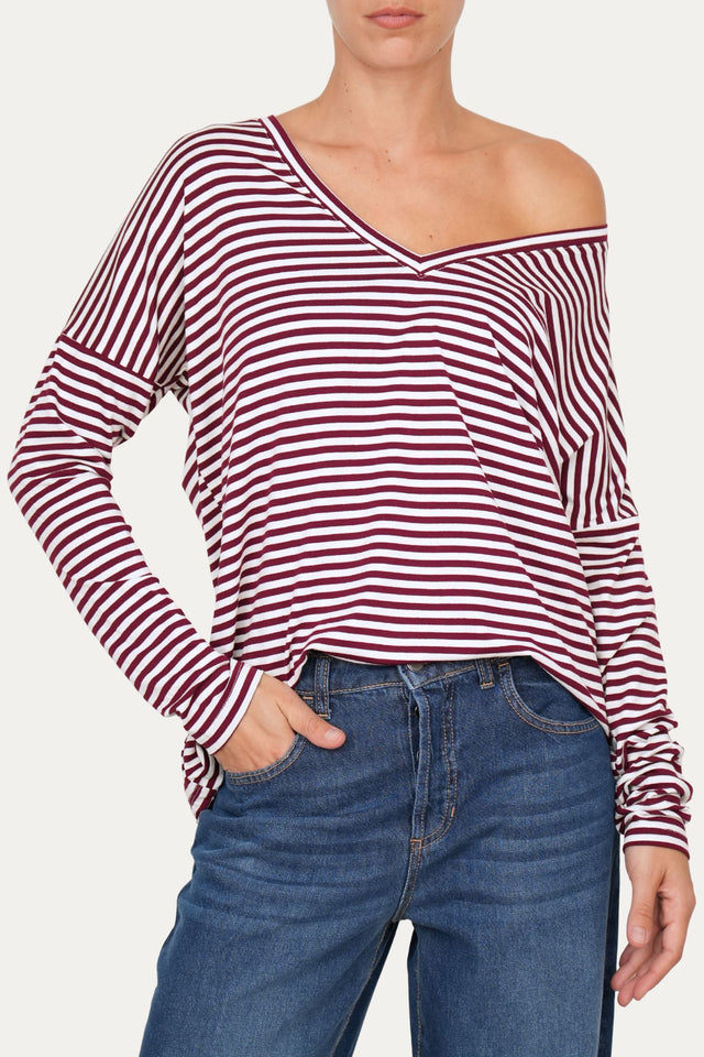 Maglia scollo a V Comfy - Vino