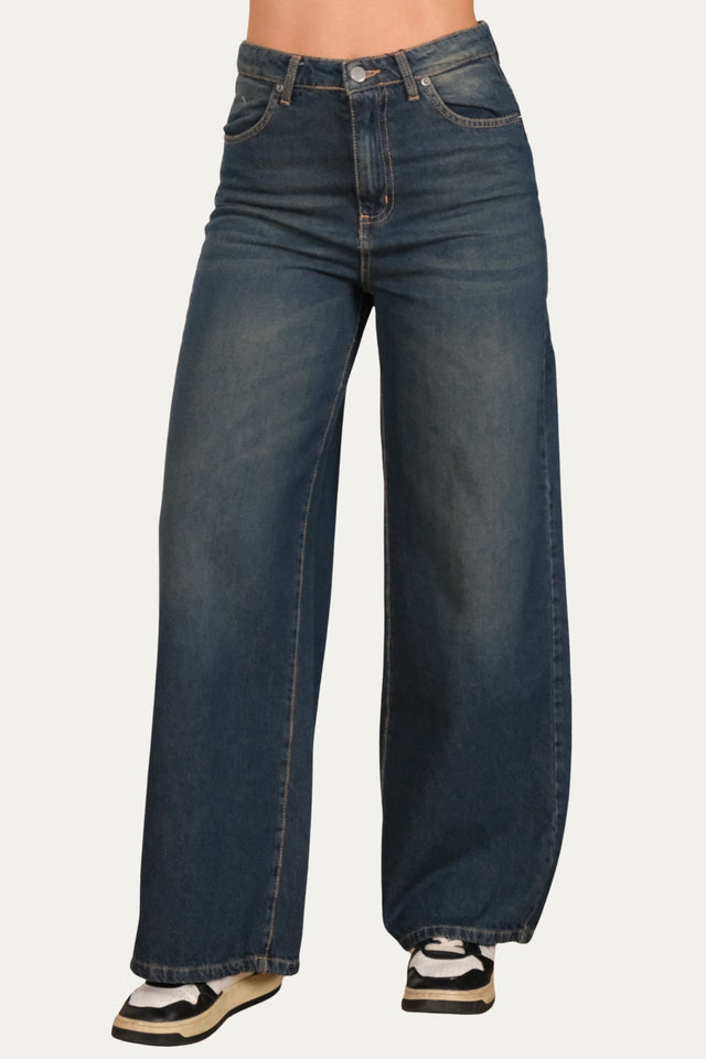 Jeans wide leg ISA in tessuto slegato - Denim Thè