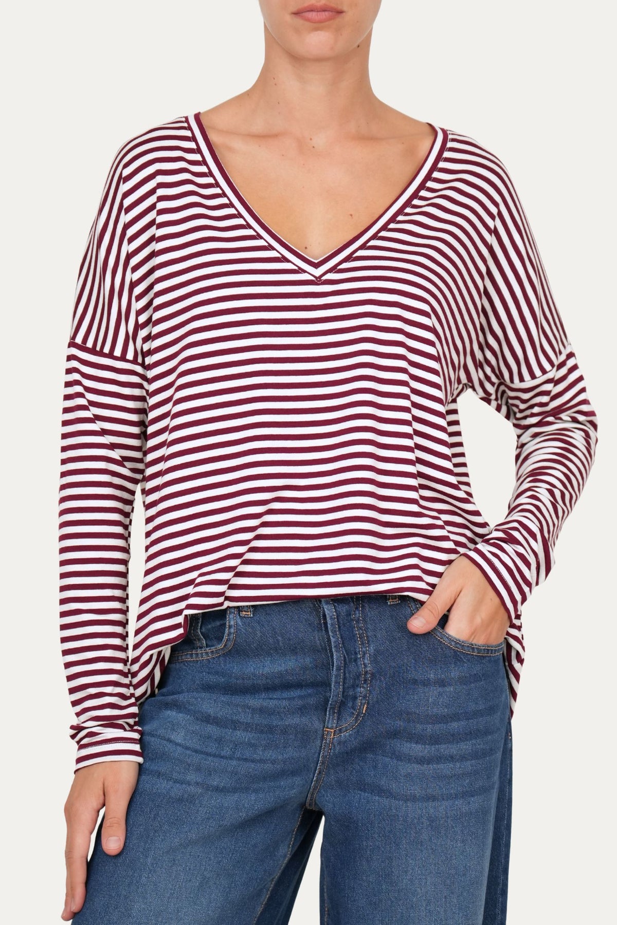 Maglia scollo a V Comfy - Vino