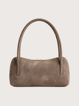Borsa baguette in camoscio doppio manico - Taupe