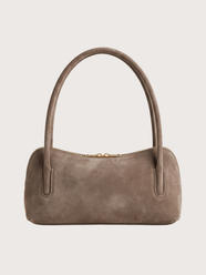 Borsa baguette in camoscio doppio manico - Taupe