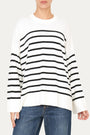 Maglione morbido a righe - Panna/Nero