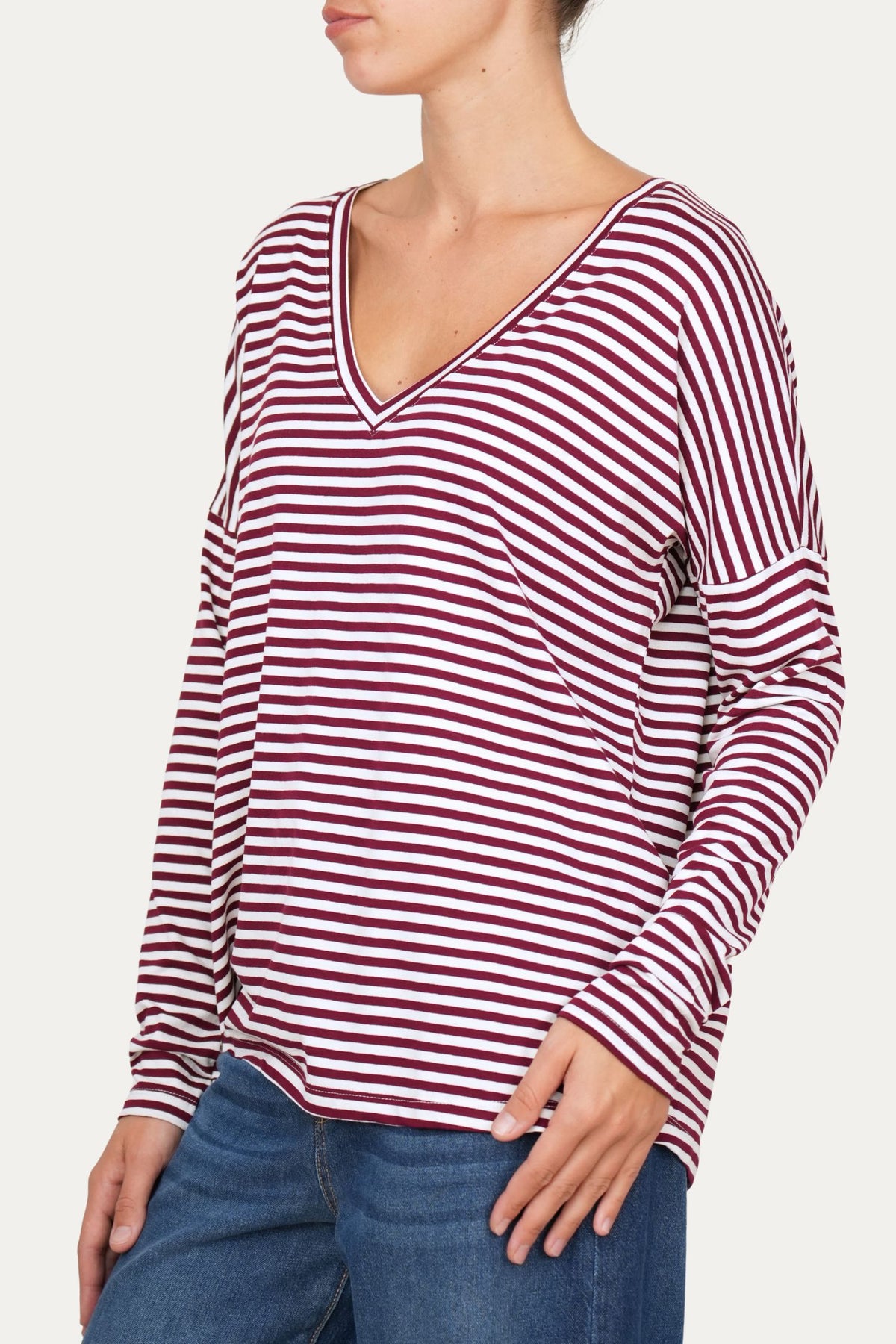 Maglia scollo a V Comfy - Vino