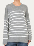 Maglione morbido a righe - Grigio/Panna
