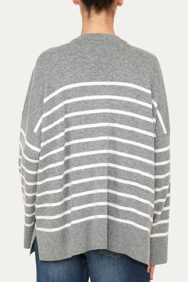 Maglione morbido a righe - Grigio/Panna