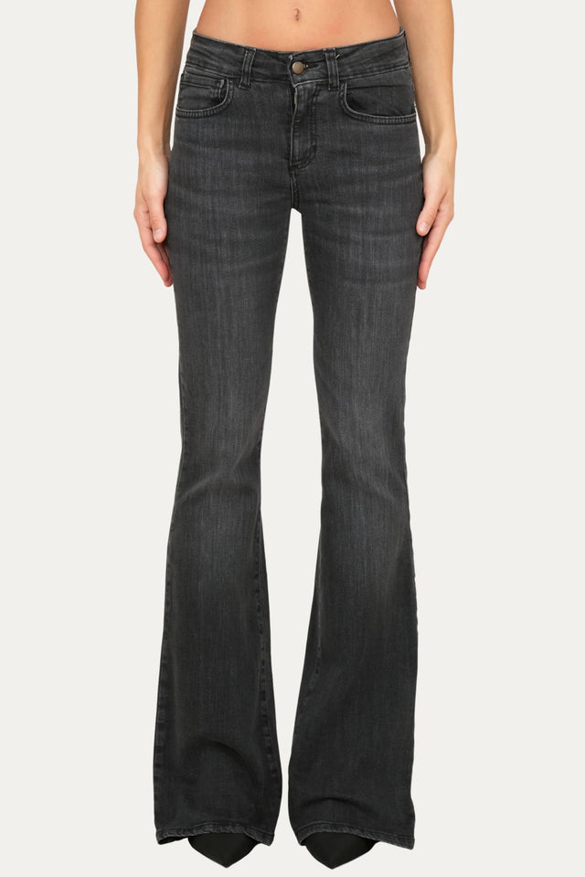 Jeans a zampa JANE in tessuto stretch - Denim Nero