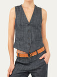 Gilet con bottoni - Denim Blu
