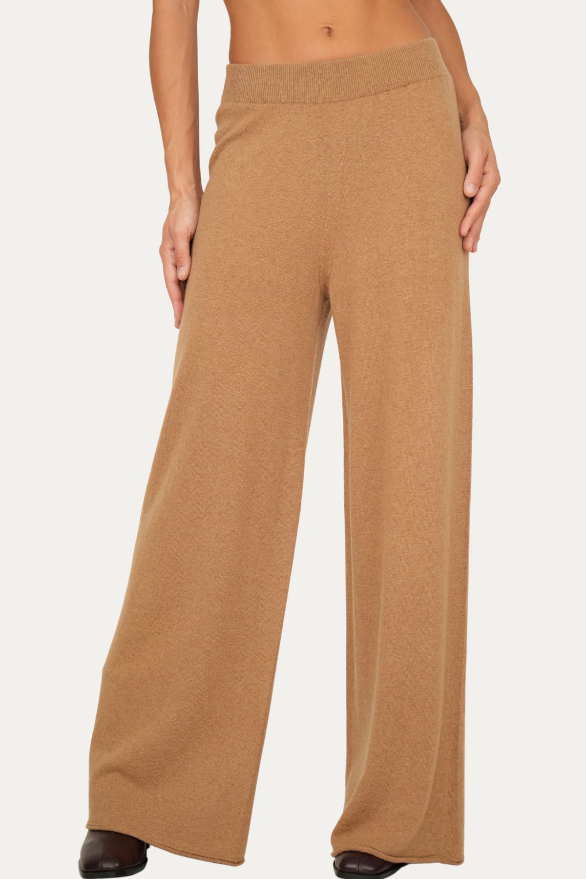 Pantalone palazzo misto cashmere - Biscotto