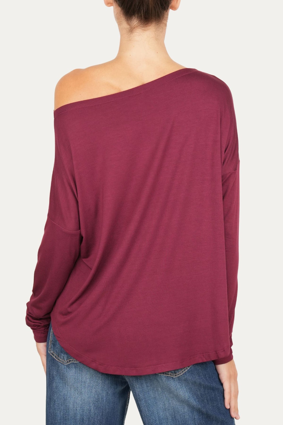 Maglia scollo barca spalla scesa Viscosa - Vino