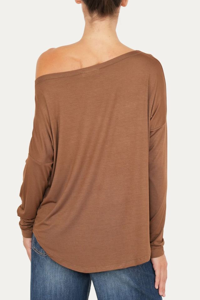 Maglia scollo barca spalla scesa Viscosa - Moka