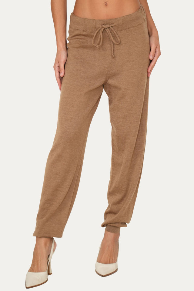 Pantalone boyfriend in lana merino Zegna Baruffa - Biscotto