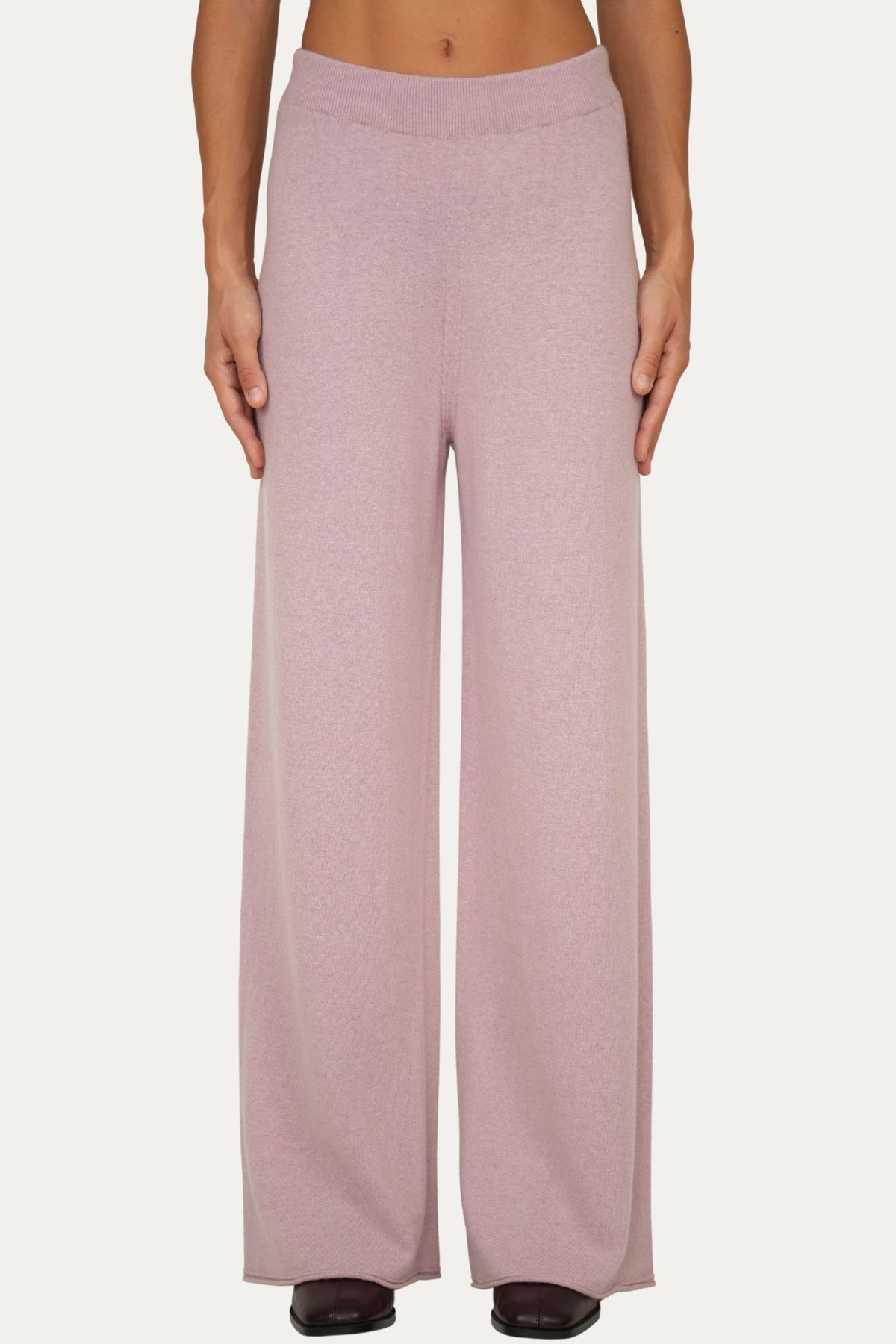 Pantalone palazzo misto cashmere - Malva