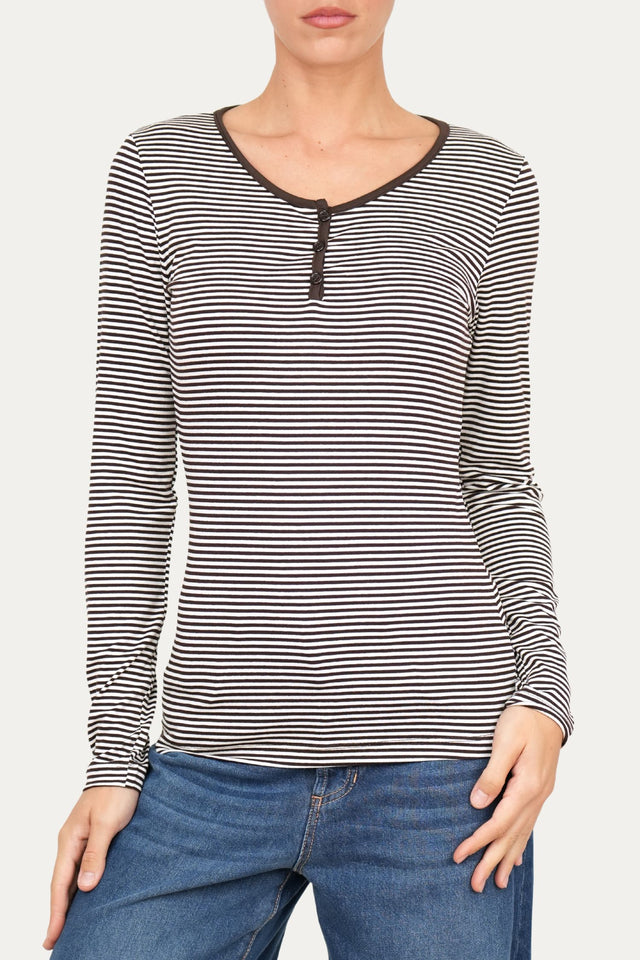 Maglia scollo a V con bottoni IVY - Moro