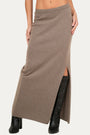 Gonna lunga con spacco misto cashmere - Noce
