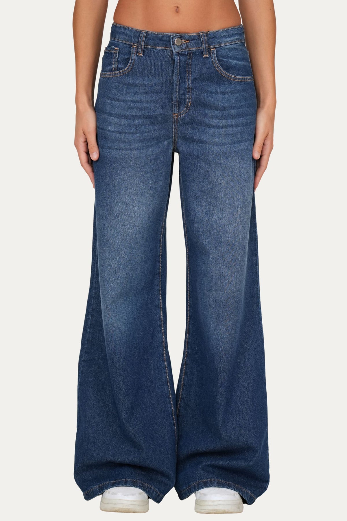 Jeans palazzo DEA tessuto slegato - Denim Blu