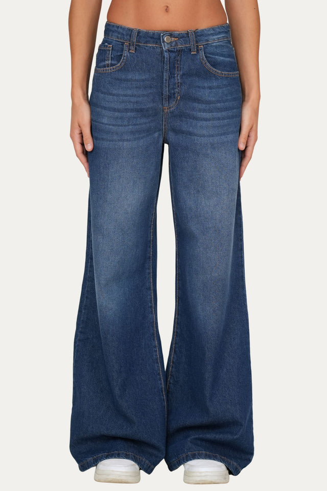 Jeans palazzo DEA tessuto slegato - Denim Blu