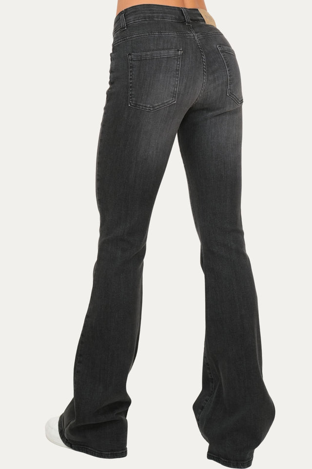 Jeans a zampa JANE in tessuto stretch - Denim Nero