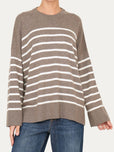 Maglione morbido a righe - Noce/Panna