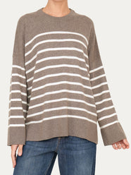 Maglione morbido a righe - Noce/Panna