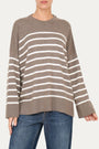 Maglione morbido a righe - Noce/Panna