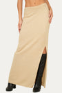 Gonna lunga con spacco misto cashmere - Grano