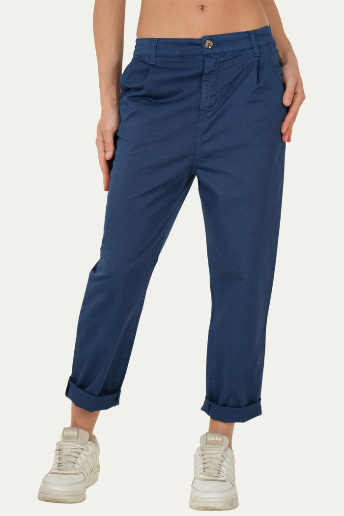Pantalone boyfriend SALLY cotone Light - Blu