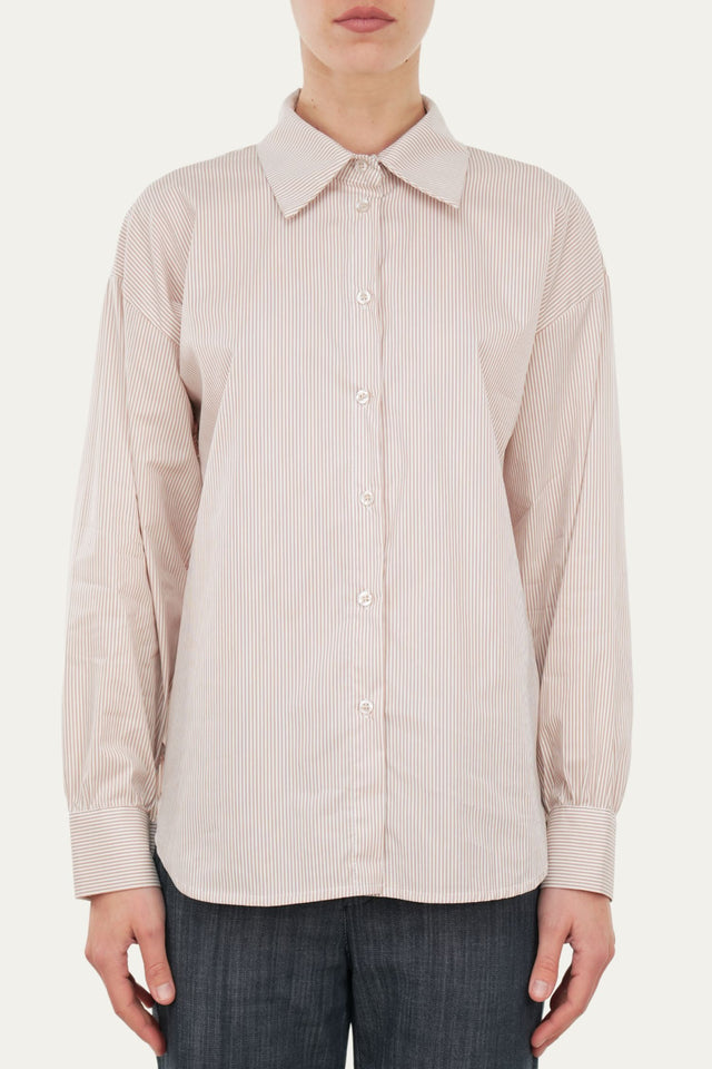 Camicia righe regular fit - Moka