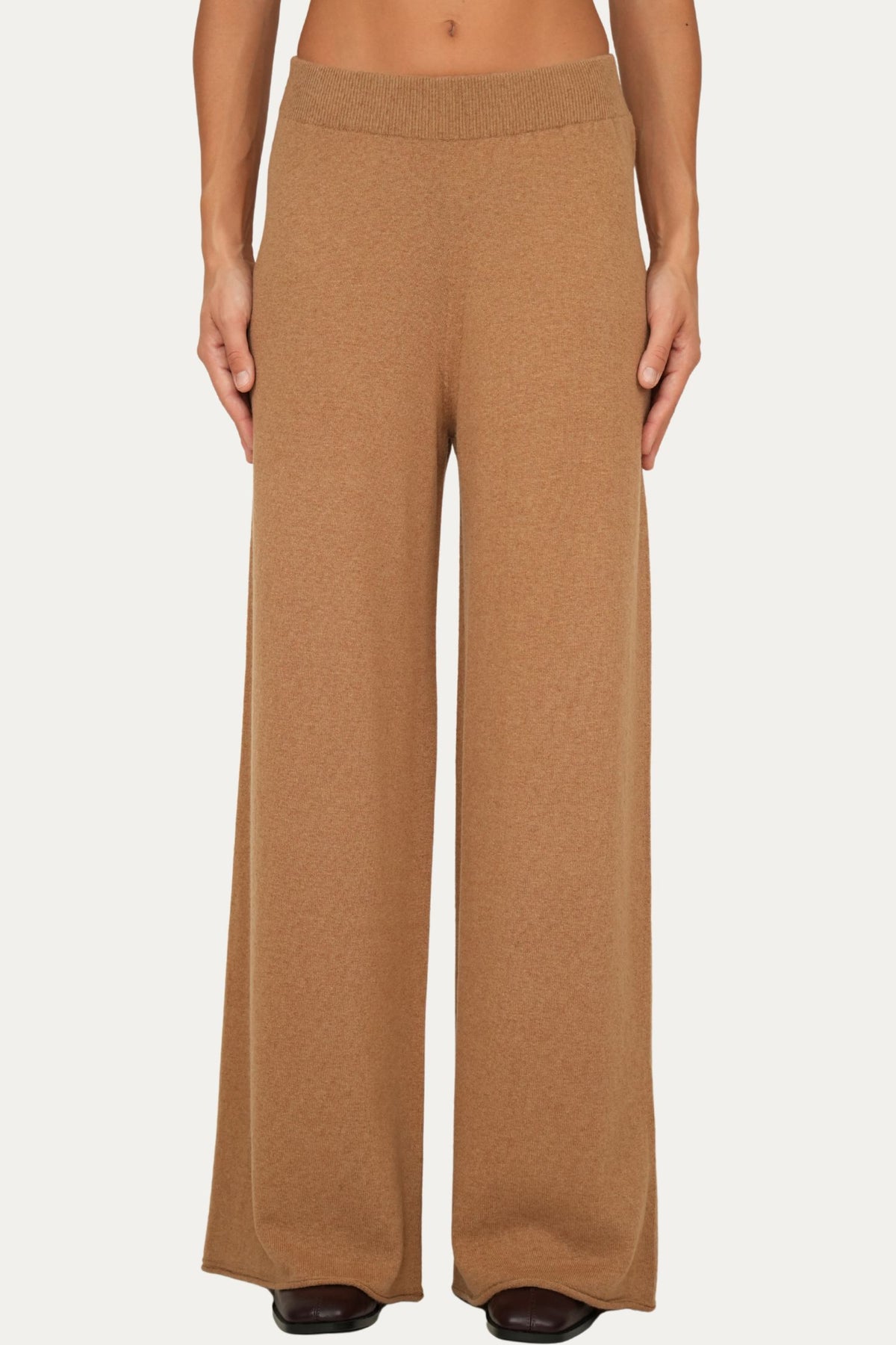 Pantalone palazzo misto cashmere - Biscotto