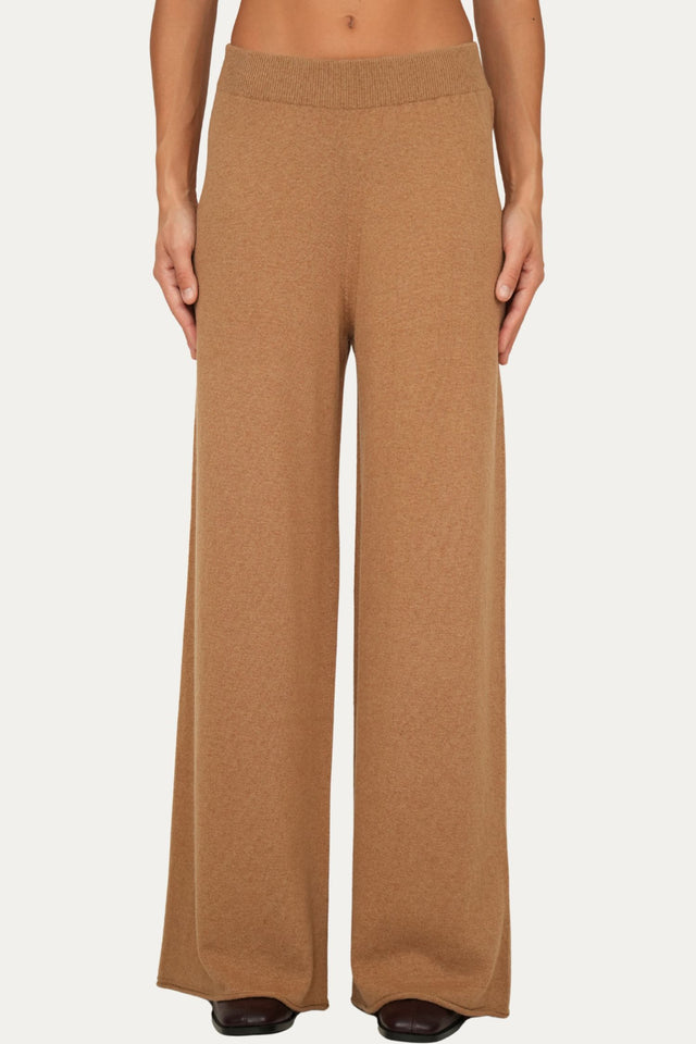 Pantalone palazzo misto cashmere - Biscotto