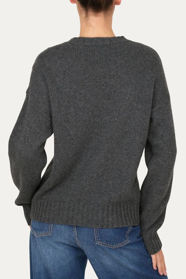 Maglione TRECCE e ROMBI misto cashmere - Antracite