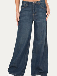 Jeans palazzo DEA tessuto slegato Soft - Sporcato al Thè
