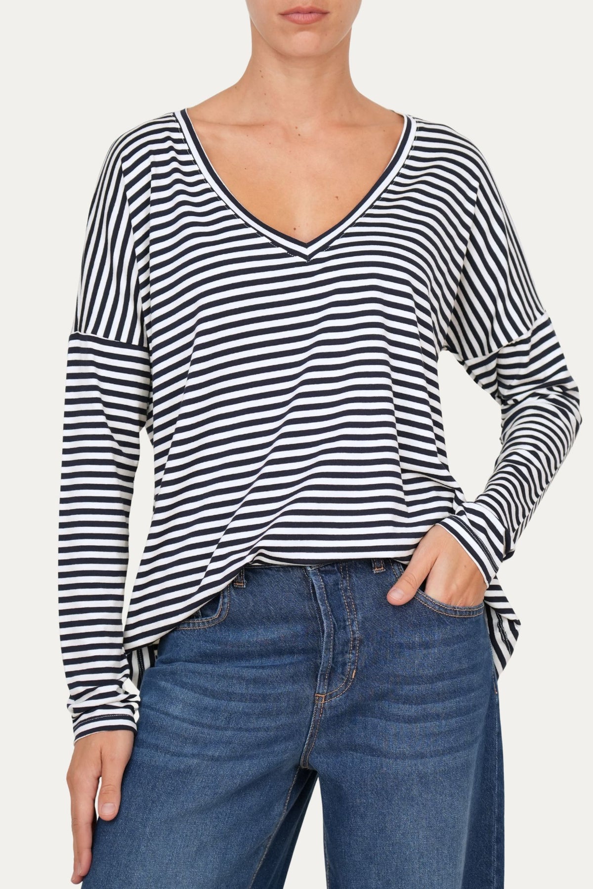 Maglia scollo a V Comfy - Blu Notte