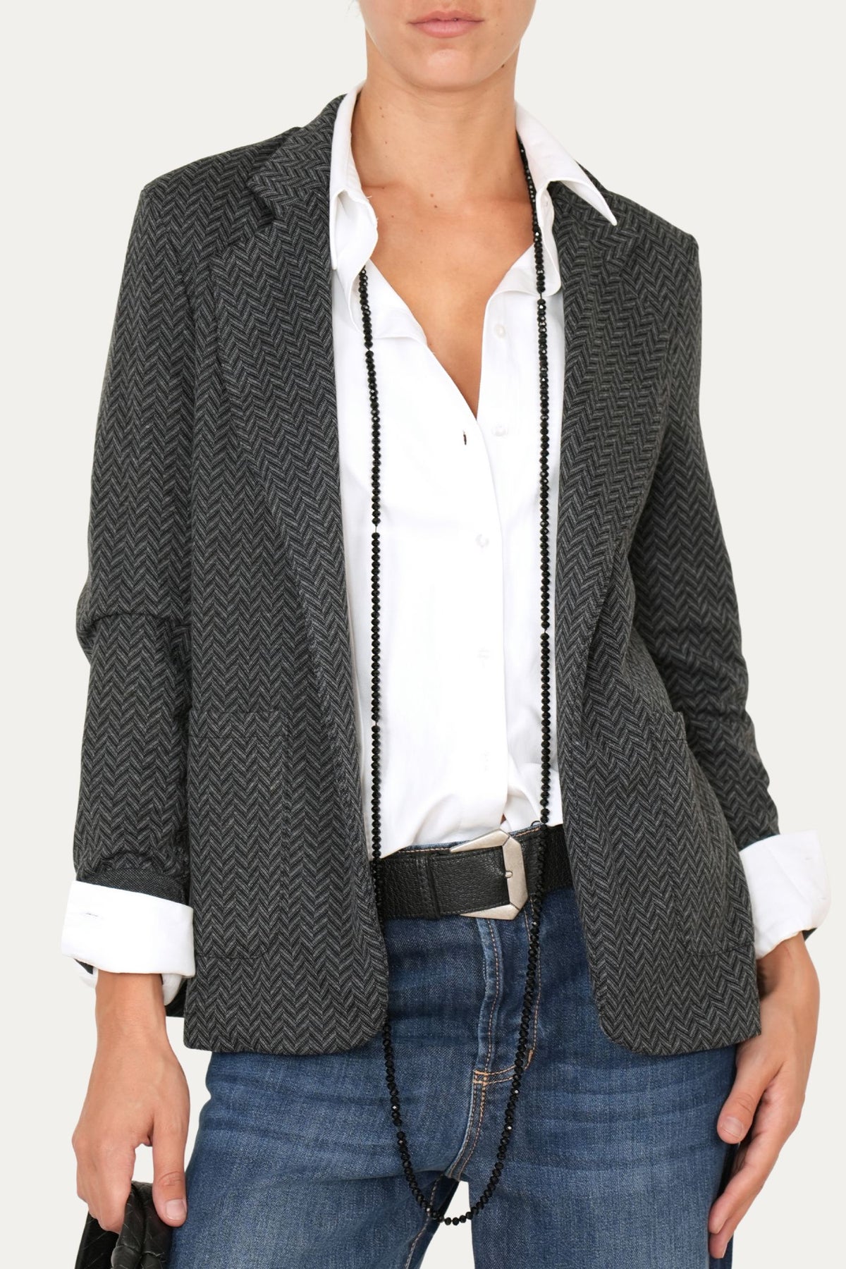 Giacca spigata monopetto classy - Nero Grigio