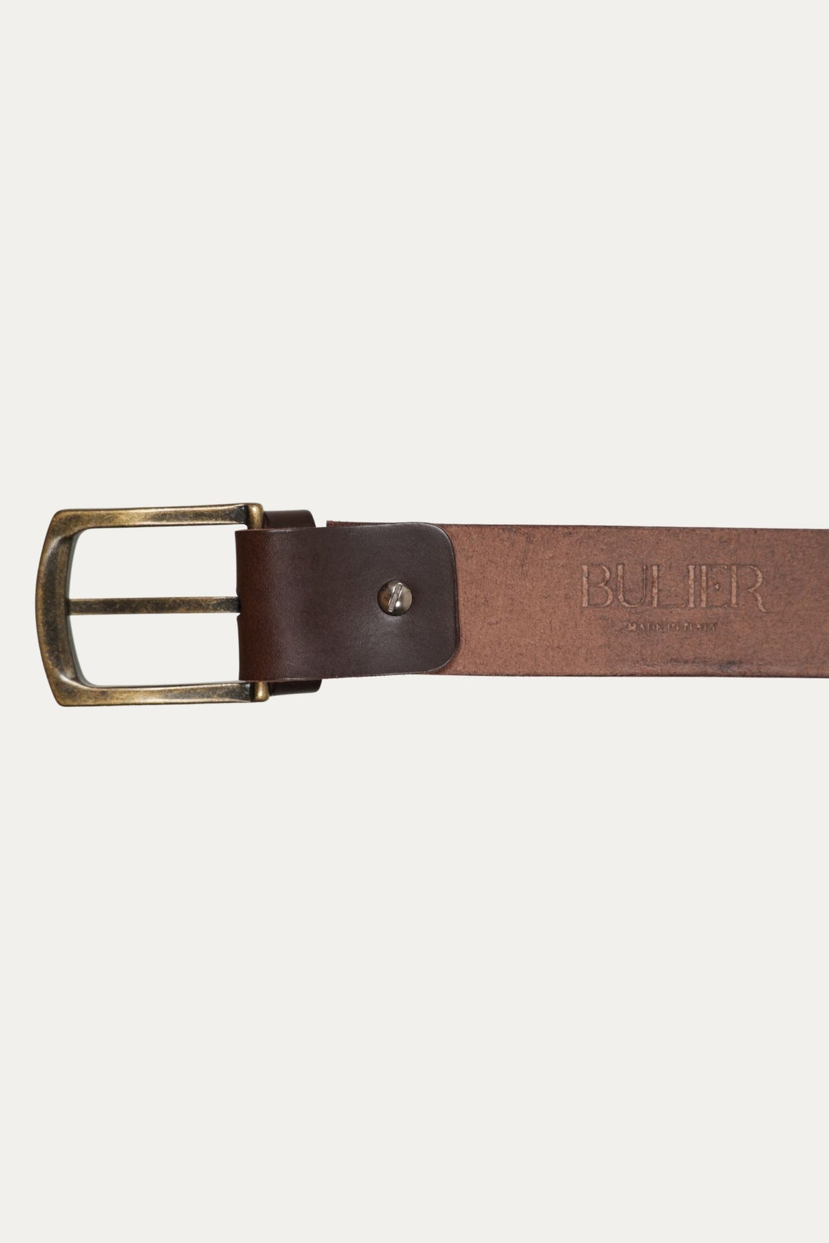 Cintura in pelle regolabile con fibbia ottone vecchio - Moro