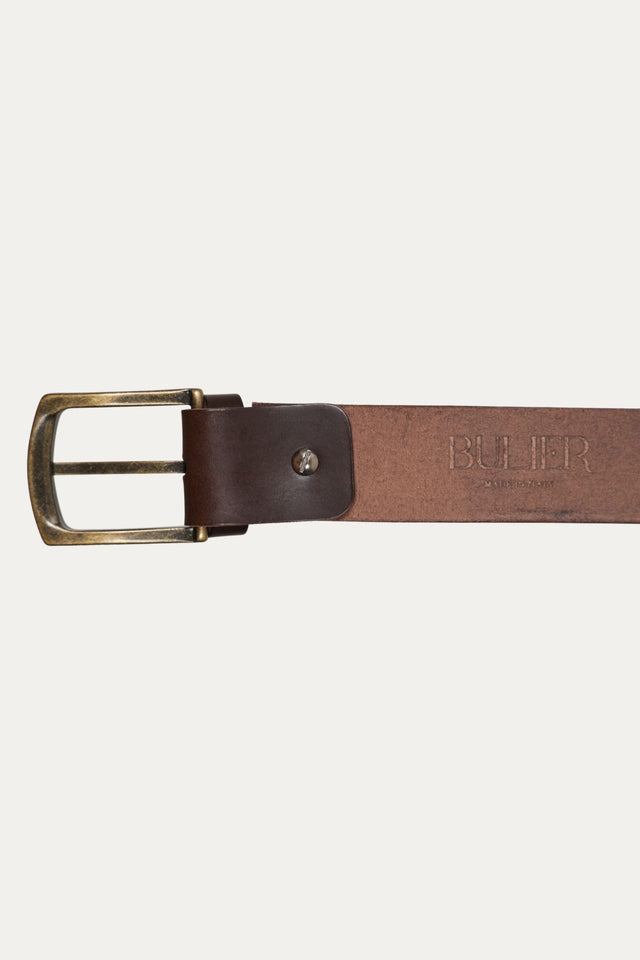Cintura in pelle regolabile con fibbia ottone vecchio - Moro