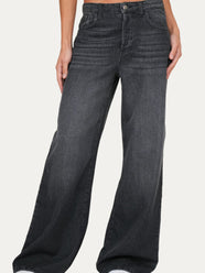Jeans palazzo DEA tessuto slegato - Denim Nero
